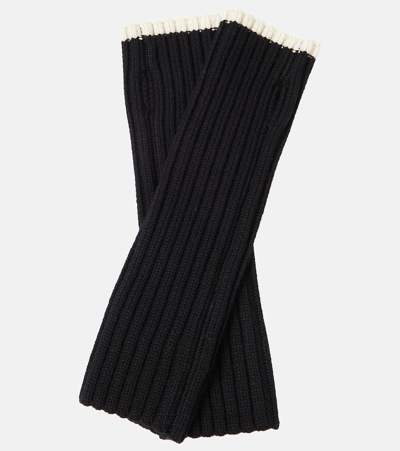 Totême Ribbed-knit Wool Gloves In Black