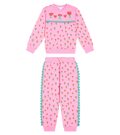 Stella Mccartney Kids' 印花运动衫与运动裤套装 In Pink