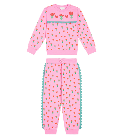 Stella Mccartney Kids' Printed Sweatshirt And Sweatpants Set In Pink