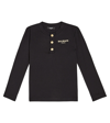 Balmain Logo Cotton And Wool Top In Black
