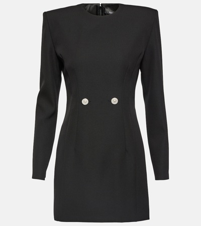 Versace Strong-shoulder Grain De Poudre Mini Suit Dress In Nero