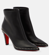 Christian Louboutin Vidura Spike Red Sole Leather Booties In Black