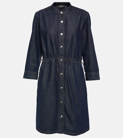 A.p.c. Lorna Denim Minidress In Ial - Stonewashed Indigo