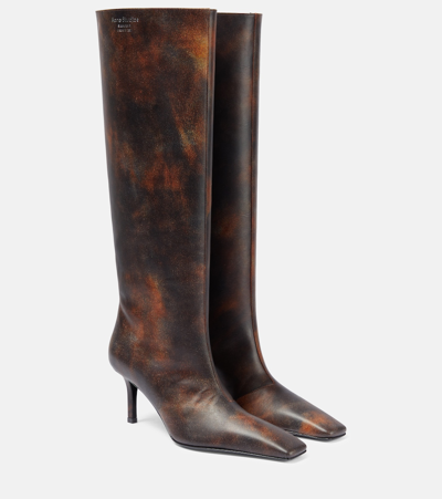 Acne Studios Leather Heel Boots In Multi Brown