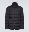 Moncler Men's Straight Cut Down Jacket With Concealed Hood In Blue