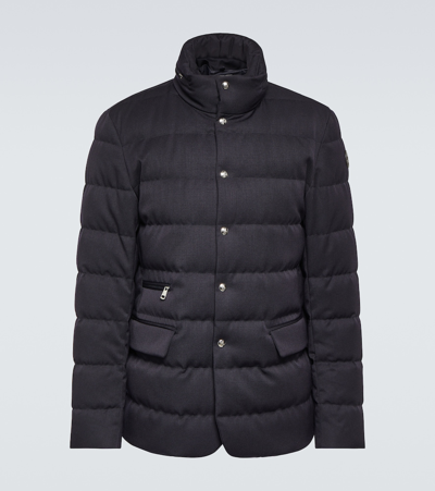 Moncler Bess Convertible Nylon-trimmed Quilted Wool Down Jacket In Blue