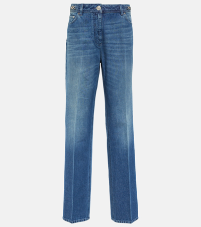 VERSACE LA MEDUSA EMBELLISHED STRAIGHT JEANS