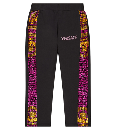 Versace Kids' Baroccodile Cotton-blend Jersey Sweatpants In Multicoloured