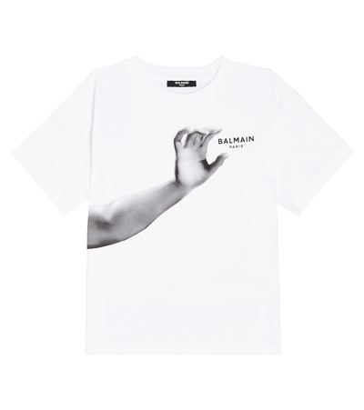 Balmain Kids' Printed Cotton T-shirt In Black