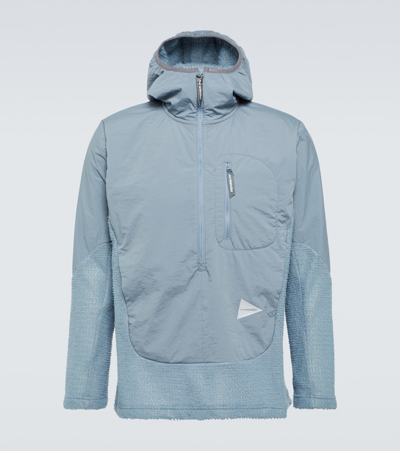 And Wander Technical Hoodie In Blue