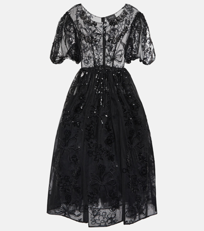 Simone Rocha Sequined Tulle Gown In Black