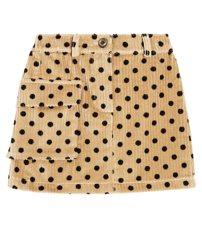 Paade Mode Kids' Polka-dot Cotton Corduroy Skirt In Beige