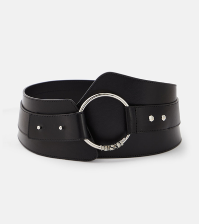 Versace Medusa Heritage Leather Waist Belt In Black