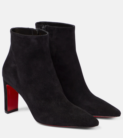 Christian Louboutin Suprabooty 85 Suede Ankle Boots In Black