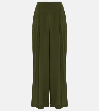 Co Carrot Multi-pleated Straight-leg Ankle Trousers In Green