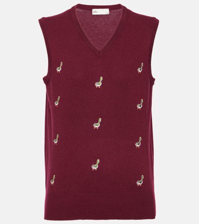 Tory Sport Tory Burch Cashmere V-neck Jumper Waistcoat In Winetasting