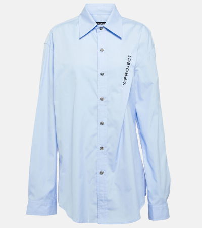 Y/project Logo Cotton Shirt In Light Blue