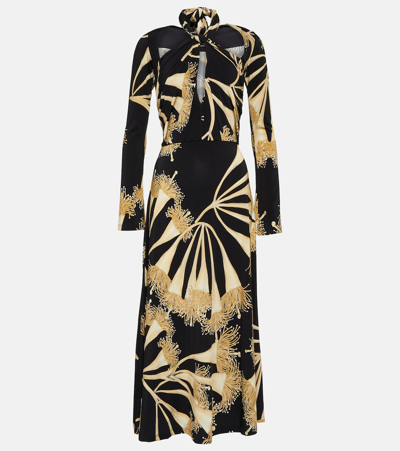 Johanna Ortiz This Is Your Moment Midi Dress In Eucalyptus  Black  & Ecru