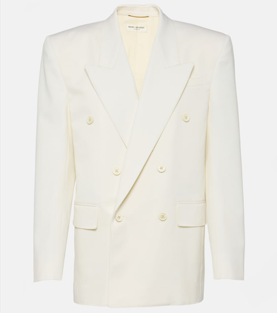 Saint Laurent Doppelreihiger Blazer In Bone