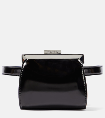 Staud Lennon Mini Leather Shoulder Bag In Black