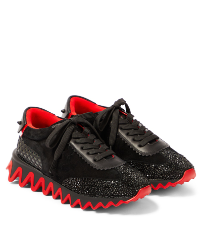 Christian Louboutin Kids' Mini Shark Embellished Suede Sneakers