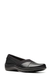 Clarks Cora Heather Womens Faux Leather Slip On Loafers In Black Leather