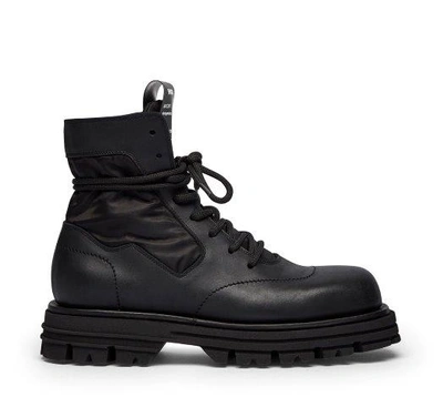 Barracuda Calfskin Combat Boot In Black