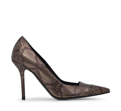 Fabi Décolleté In Reptile Print Calfskin In Canna Fucile