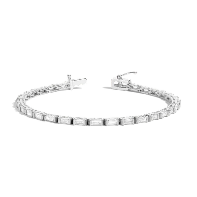 Aurate New York Horizontal Baguette Diamond Tennis Bracelet - 5ct In White