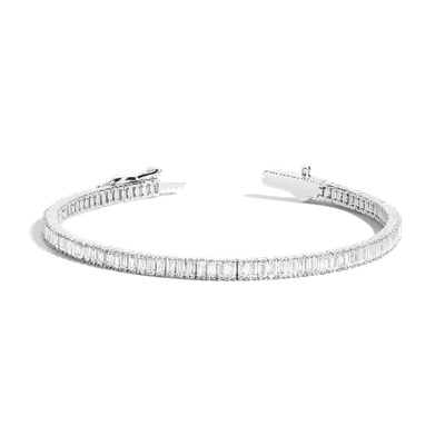 Aurate New York Baguette Diamond Tennis Bracelet In White