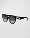 Fendi Fe40111i 01b Wayfarer Sunglasses In Sblk/smkg