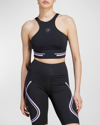 Adidas By Stella Mccartney Truepace Heat.rdy Longline Sports Bra In Black/purglo