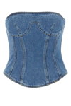 Magda Butrym Structured Denim Corset Top With Gathered Back In Blue