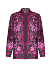 Versace Silk Twill Orchids Print Formal Shirt In Black+tropical