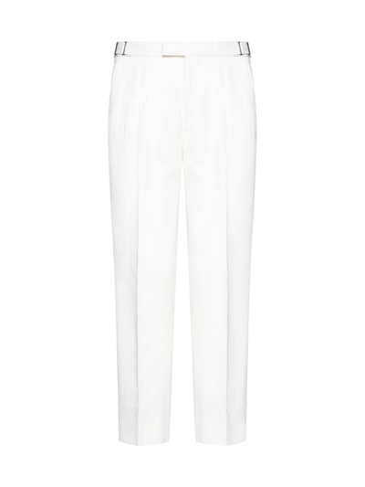 Ermenegildo Zegna Buckle Detailed Cropped Trousers In White
