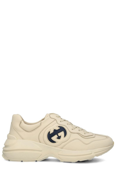 Gucci Rhyton Cutout-logo Leather Trainers In White
