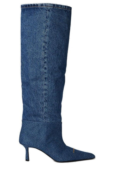 Alexander Wang Viola Denim Slouch Boots In Blue