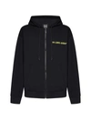 44 Label Group Embroidered-logo Cotton Hoodie In Black + Spine Lime Print