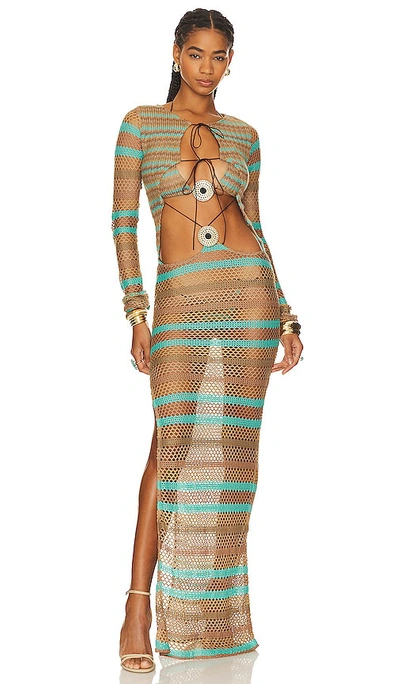 Jaded London Womens Print Allure Striped Woven-blend Maxi Dress