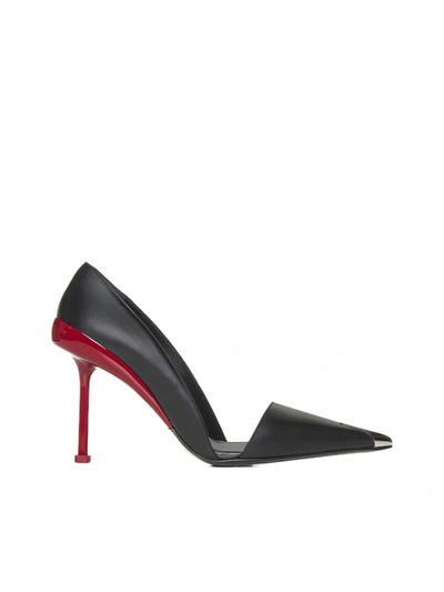 Alexander Mcqueen High-heeled Shoe In Black/blood Red/silv