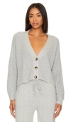 Eberjey Recycled Button-down Cropped Cardigan In Heather Grey