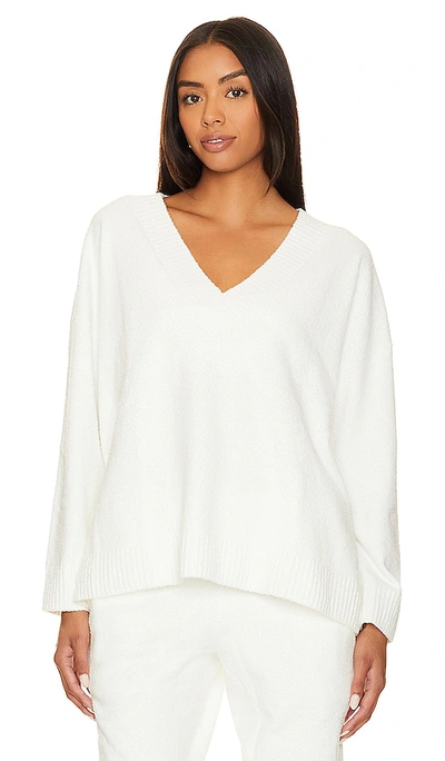 Eberjey Recycled Boucle V-neck Sweater In Ivory