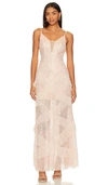 BCBGMAXAZRIA RUFFLE TRIM GOWN