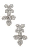 Shashi Flower Pave Drop Earring In White Gold