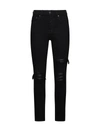 Amiri Mx1 Leather-trimmed Distressed Skinny Jeans In Black