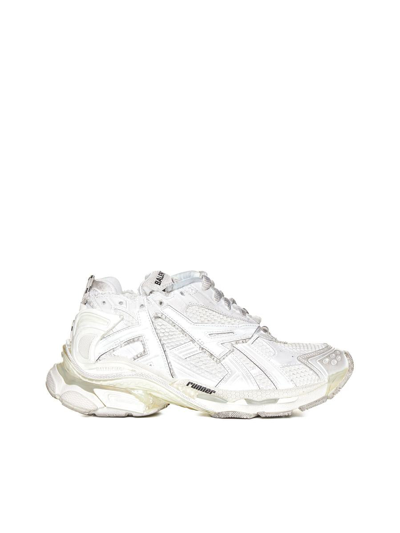 Balenciaga 60毫米runner仿皮&网眼运动鞋 In White