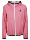 Blauer Logo-patch Bomber Jacket In Pink