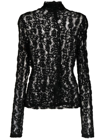 Rohe High-neck Lace Top In Black