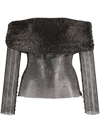 Self-portrait Self Portrait Rhinestone Embellished Off-shoulder Top In Black