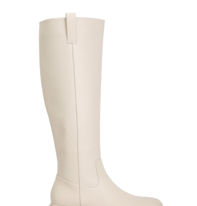 London Rag Blume Faux Leather Chunky Platform Knee Length Boots In White